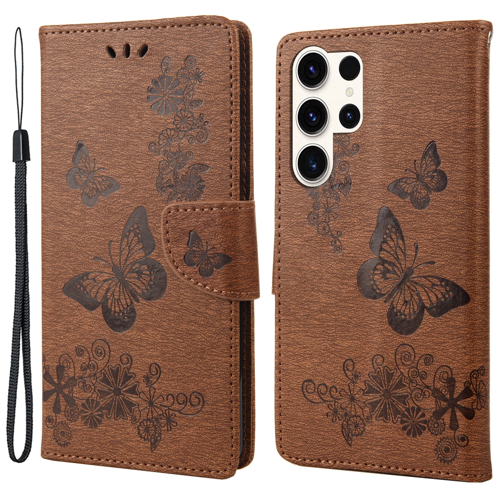 Anti-drop Phone Cover for Samsung Galaxy S23 Ultra PU Leather Phone Case Wallet Butterflies Flower Imprinting Shell with Stand Anti-drop Phone Cover for Samsung Galaxy S23 Ultra PU Leather Phone Case Wallet Butterflies Flower Imprinting Shell with Stand